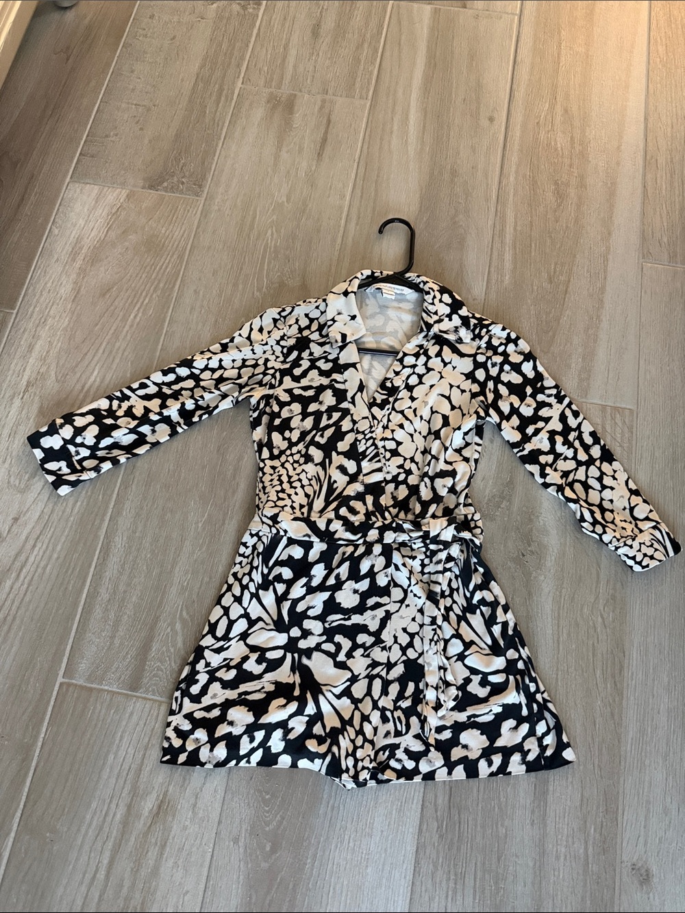 Diane von Furstenberg Black and White Printed Wrap Dress
